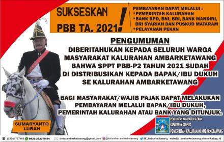 PENGUMUMAN PEMBAYARAN PBB TAHUN 2021